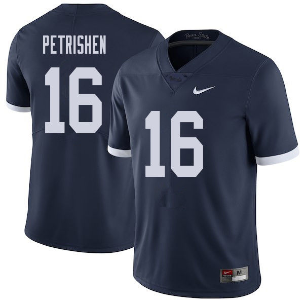 Men #16 John Petrishen Penn State Nittany Lions College Throwback Football Jerseys Sale-Navy